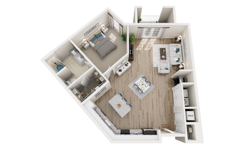 3D floor plan of unit