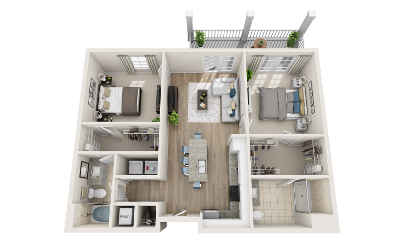 3D floor plan of unit