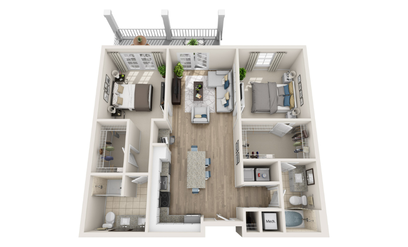 3D floor plan of unit