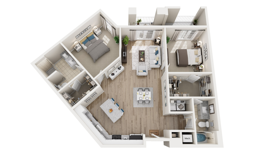 3D floor plan of unit
