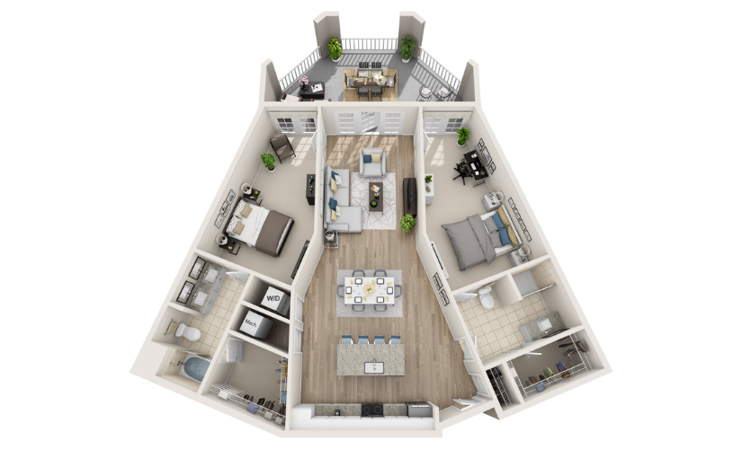3D floor plan of unit