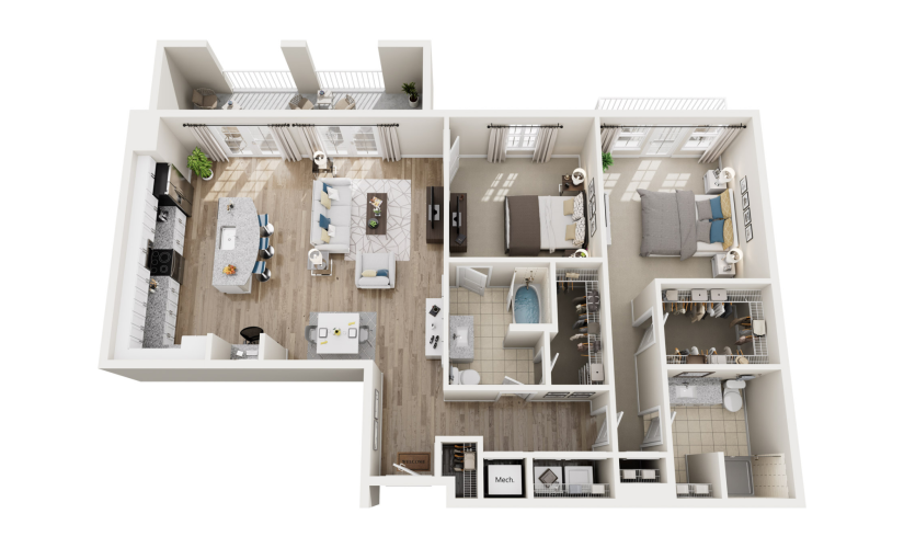 3D floor plan of unit