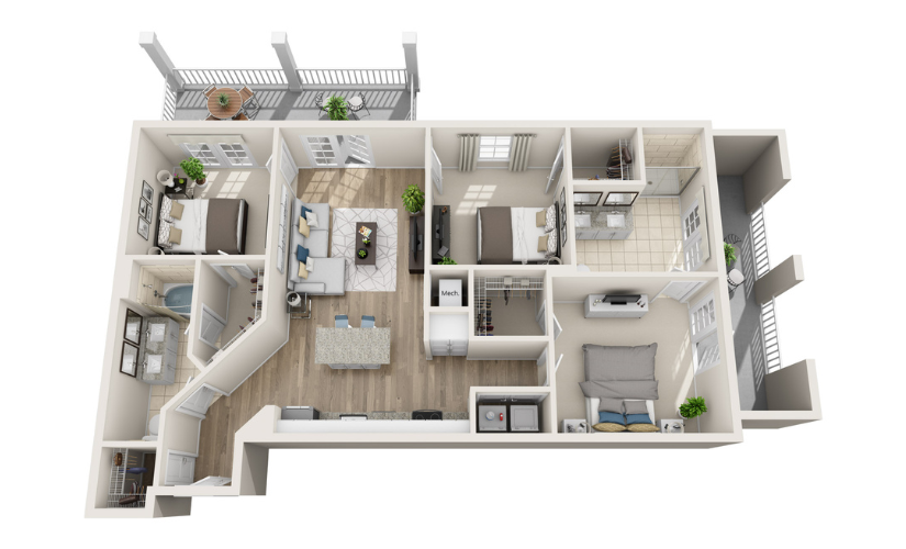 3D floor plan of unit