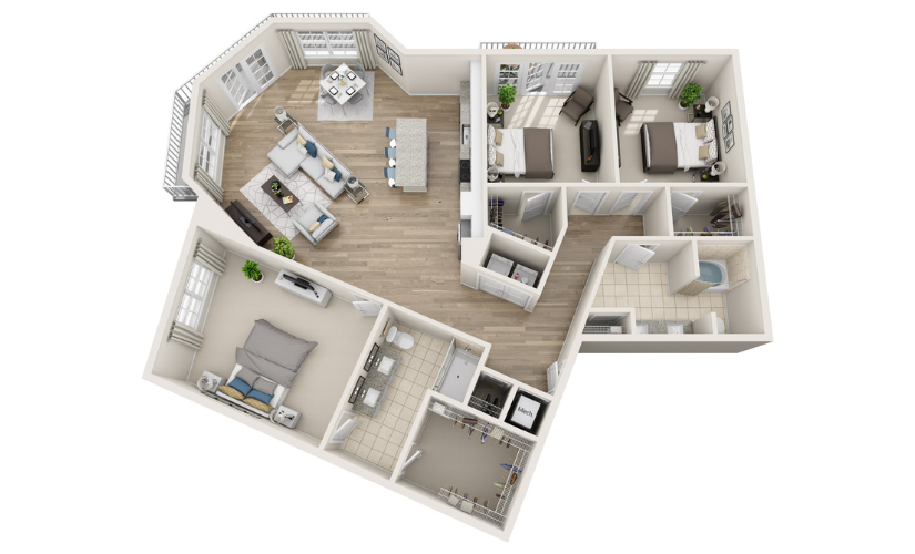 3D floor plan of unit