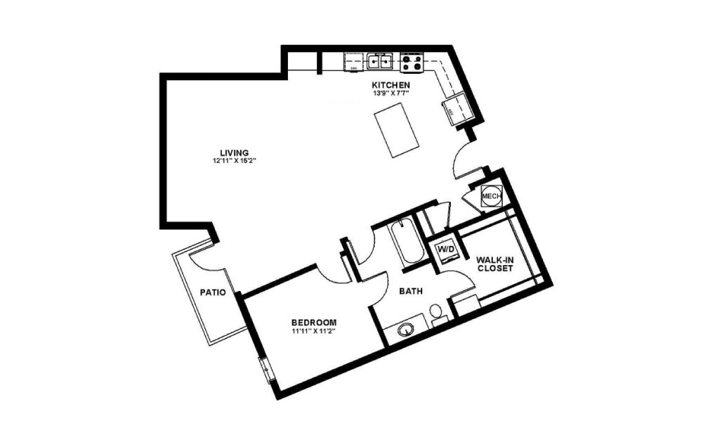Heritage - 1 bedroom floorplan layout with 1 bath and 963 square feet. Heritage - 1 bedroom floorplan layout with 1 bath and 963 square feet.